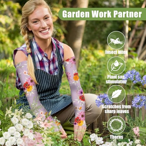 Bebila Gardening Sleeves for Women Farm UV Sun Protection Anti-Scratch Cooling Sleeves with Thumb Hole Arms Cover Outdoors - color: Combination -3