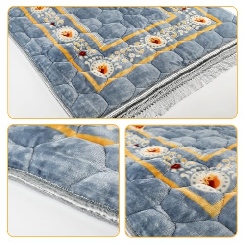 Muslim Prayer Rug with Tasbih Prayer Beads & Kufi Hat, Padded Very Thick Prayer Rug Sajadah for Men and Women (Gray1) - color: Gray1