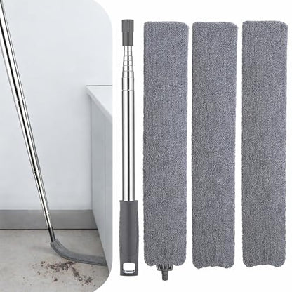 Retractable Gap Dust Cleaner with Extension Pole, Cleaning Tools with 3 Microfiber Dusting Cloths, Extendable Long Handle Duster for Cleaning Under Refrigerator Furniture Appliance | Cleaning Tools with 3 Microfiber Dusting Cloths | Long Handle Duster 30-