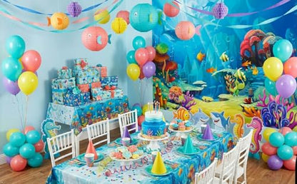 CHAIYA Under The Sea Backdrop Ocean Little Mermaid Backdrop Background for Under The Sea Theme Baby Shower Photo Booth Banner Party Cake Table Decoration 7x5ft - size: 7′x5′