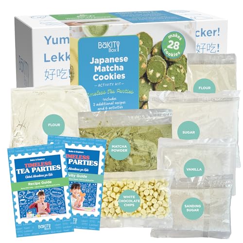 BāKIT Box Japanese Matcha Cookie Kit for Kids – Learn About Japan + Make Cookies – Includes Printed Recipe & Activity Guides – Educational Baking Gift - color: Japanese Matcha Cookies