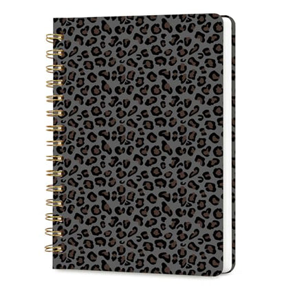 Lined Spiral Journal Notebook, A5 College Ruled Spiral Notebook for Women, Hardcover with Elegant Design for Work and Note-Taking, 5.5 * 8.25 inch, 160 Pages, Leopard Print - color: Leopard Print 1