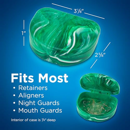 Practicon Marble Retainer Cases, Orthodontic Aligner Case, Mouth Guard Holder (3 Pack) (Forest Green) - color: Forest Green