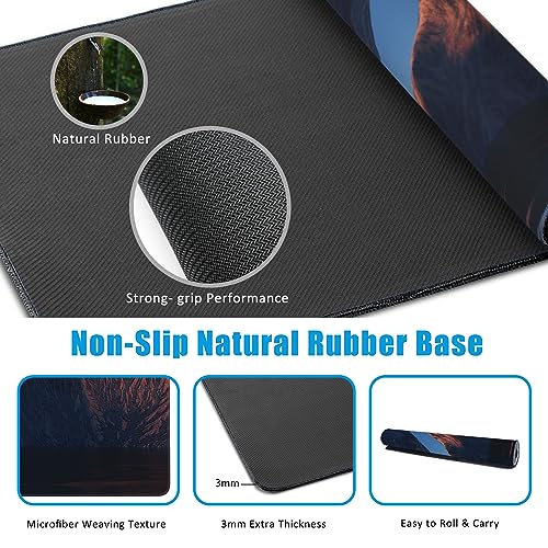Fantasy Landscape Large Gaming Mouse Pad,Waterproof Desk Mat for Desktop,Non-Slip Rubber Base Mousepad with Stitched Edges for Laptop Office and Home 35.4X15.7 Inch - color: Fantasy Landscape