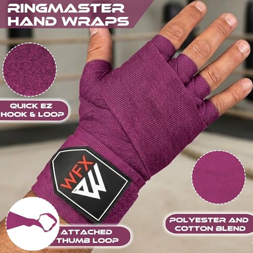 WFX Boxing Hand Wraps 3.5 4.5 Meter Martial Arts Bandages Inner Gloves Wrist Support Straps Punching Under Hand Knuckles Heavy Elasticated Training Bag Mitts Muay Thai - color: Pink, size: 3.5 M