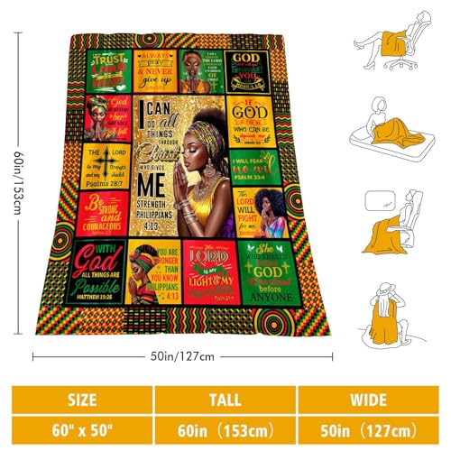 Gift Blankets for Women, Christian Scripture Blanket 60"x50" | Ideal Christian religious gifts for Mom, Daughter, Sister; Prayer blanket shawl with bible verses for women of faith