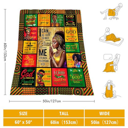 Gift Blankets for Women, Christian Scripture Blanket 60"x50" | Ideal Christian religious gifts for Mom, Daughter, Sister; Prayer blanket shawl with bible verses for women of faith