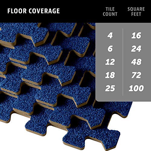 We Sell Mats 3/8 Inch Thick Interlocking Foam Carpet Tiles Durable Carpet Squares Anti Fatigue Support for Home Office or Classroom Use - color: Medium Blue, style: 16 Square Feet (4 Tiles)