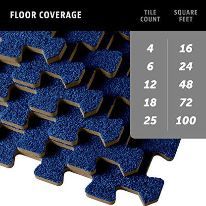 We Sell Mats 3/8 Inch Thick Interlocking Foam Carpet Tiles Durable Carpet Squares Anti Fatigue Support for Home Office or Classroom Use - color: Medium Blue, style: 16 Square Feet (4 Tiles)