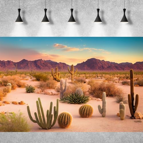 Desert Reptile Habitat Background Arid Landscape of Hot Sahara Desert Terrarium Background Desert Cacti and Sand with Dunes Aquarium Background Natural Hot Desert Fish Tank Background Vinyl 36x18in - color: Cacti Green, size: 36(W)x18(H)in