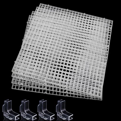 Hipanda Aquarium Hood Fish Tank Top Cover, Fit 8MM/0.3inch Glass | Terrarium lid Plastic Grid with 4-Piece Set Corner Protectors. Prevents Jumping - size: Fit 8MM/0.3inch Glass