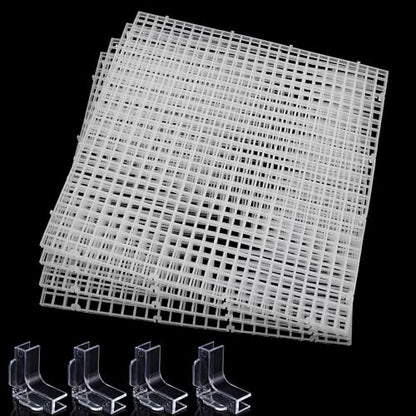 Hipanda Aquarium Hood Fish Tank Top Cover, Fit 8MM/0.3inch Glass | Terrarium lid Plastic Grid with 4-Piece Set Corner Protectors. Prevents Jumping - size: Fit 8MM/0.3inch Glass