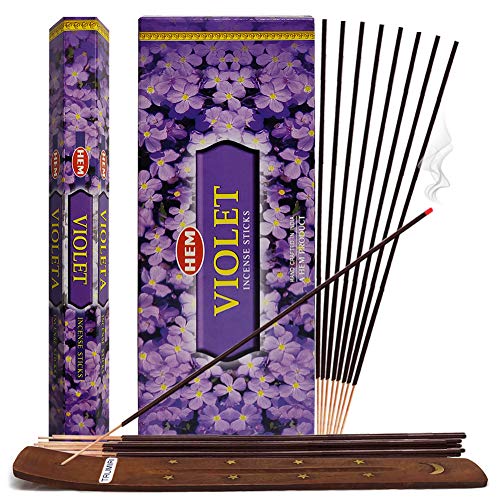 Violet Incense Sticks and Incense Stick Holder Bundle Insence Insense Hem Incense Sticks - color: Violet
