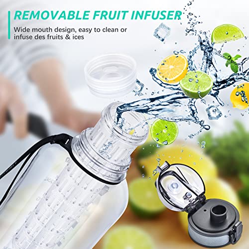 UTEBIT Fruit Infuser Water Bottle - 68 OZ Leakproof Plastic Infusion Bottle With Straw for Gym, Camping, Travel, Outdoor - style: 68OZ