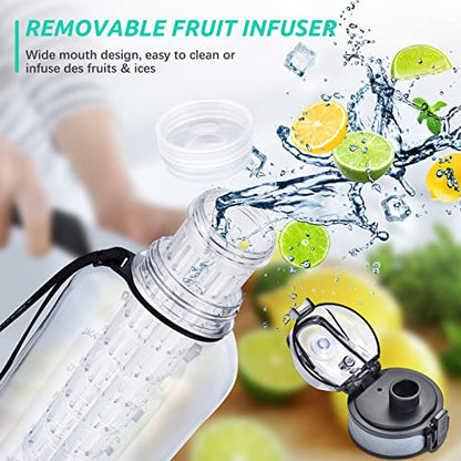 UTEBIT Fruit Infuser Water Bottle - 68 OZ Leakproof Plastic Infusion Bottle With Straw for Gym, Camping, Travel, Outdoor - style: 68OZ