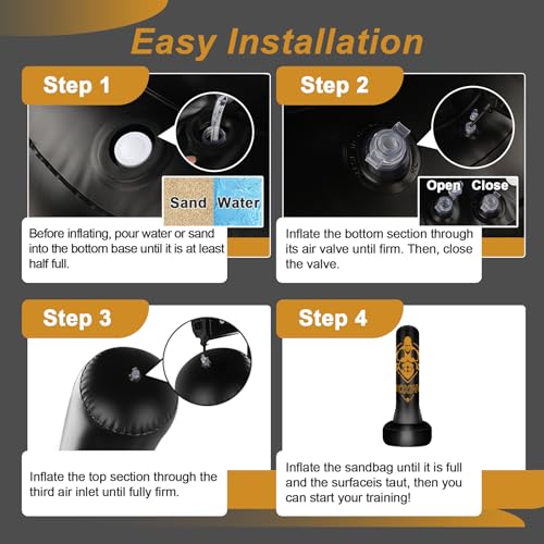 Freestanding Punching Bag for Adults, 70" Heavy Bag Inflatable Boxing Bag, Boxing Equipment Bag with Stand, Kickboxing Bag for Training Gym MMA Muay Thai Fitness