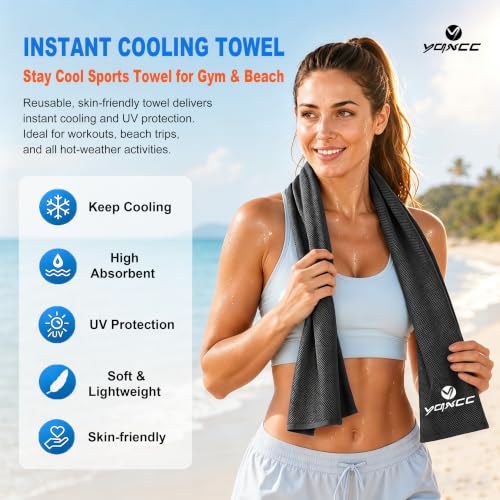 YQXCC 4 Pack Cooling Towels (40"x12"), Cool Neck Towel, Soft Breathable Microfiber for Gym, Yoga, Golf, Running, Camping & Summer Outdoor Activities - color: 4 Packs Dark Gray