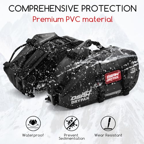 OSAH DRYPAK Motorcycle Saddle Bags, Waterproof Durable Saddlebags 24L(12L*2), Large Capacity Anti-Vibration Pannier Bags, Ideal Luggage Bag for Adventure and Sport Motorcycle Racks, 1 Pair - size: 24L