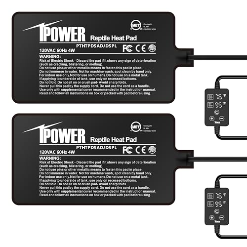 iPower 4 by 7 Inch 4W Reptile Heating Pad with Adjustable Thermostat, Under Tank Warmer Terrarium Heat Mat for Turtles/Snakes/Lizards/Frogs, 2 Pack - size: 4" x 7", style: 2 Pack Heat Pad - New