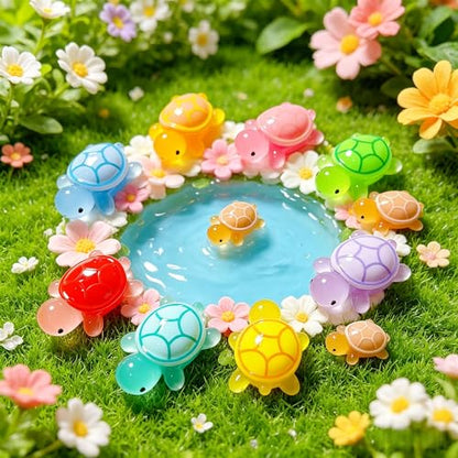 50 Pcs Luminous Small Resin Turtles Mini Sea Turtle Animal Figures | Glow in The Dark Tiny Sea Turtle Figures, Garden Figurines, DIY Dollhouse Fish Tank Micro Landscaping Fridge Wall Art Decor - size: Small