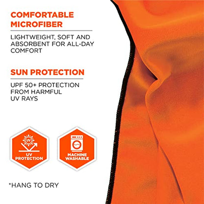 Ergodyne Chill Its 6602MF Cooling Towel, Soft Microfiber Material, UPF 50+,Orange,41" x 9.84" - color: Orange