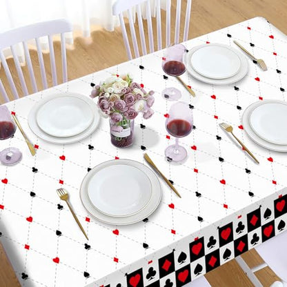 1Pc Casino Poker Card Party Plastic Tablecloth 54 x 87 Inch Long Table Cover, Las Vegas Club Bar Game Cards Wedding Baby Shower Party Holiday Dinner Picnic or Tablecloth for Kitchen Event Use - color: Casino Poker Card