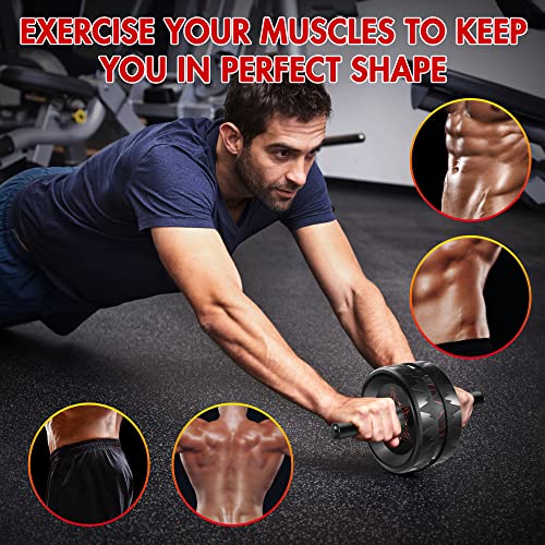 AB Roller Wheel - Ab Roller for Abdominal Workout and Core Strength Training, Portable Ab Wheel Roller Exercise for Men Women Fitness Lover, No Noise Ab Wheels with Thick Knee Pad for Home Gym &Travel