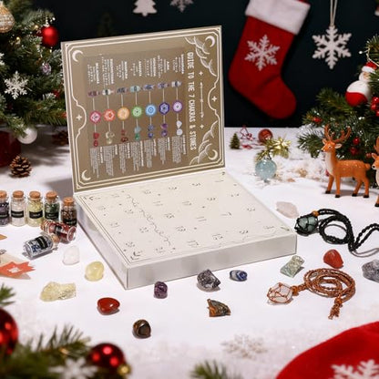 Naler Crystals and Healing Stones for Christmas Gifts - 24 Pcs Healing Crystals Set - Christmas Gift with Crystals and Healing Stones Gifts for Adult Women