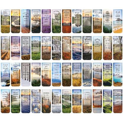 Zonon 48 Pcs Bible Verse Magnetic Christian Bookmarks Clips Forest Style - style: Forest Style