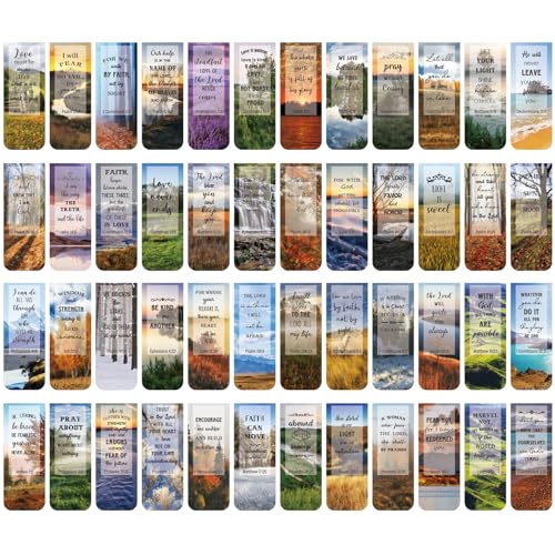 Zonon 48 Pcs Bible Verse Magnetic Christian Bookmarks Clips Forest Style - style: Forest Style