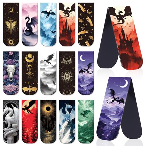 Dragon Fantasy Magnetic Bookmarks Gifts, 30 PCS Gothic Mystical Bookmarks for Reading Women Men, Unique Foldable Magnet Book Marks, Cool Page Clip Gift for Readers Teacher Fantasy Lovers - style: Fantasy dragon