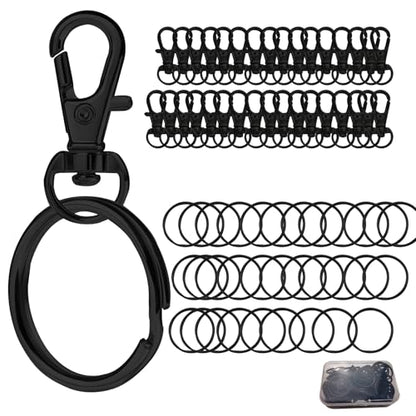 Keychain, 68PCS Swivel Snap Hooks with Key Rings, Metal Lobster Claw Clasp,34PCS Keychains Clips Hooks and 34PCS Key Chain Rings,Keychain Rings for DIY Crafts,Jewelry Making (Black) - color: black