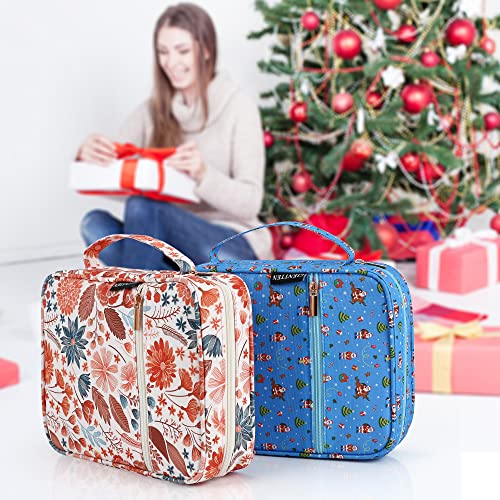 Bible Cover for Women with Flowers Printing, Bible Books Carrying Case with Durable Handle, Quilted Case for Girls Bible Study Supplies Accessories