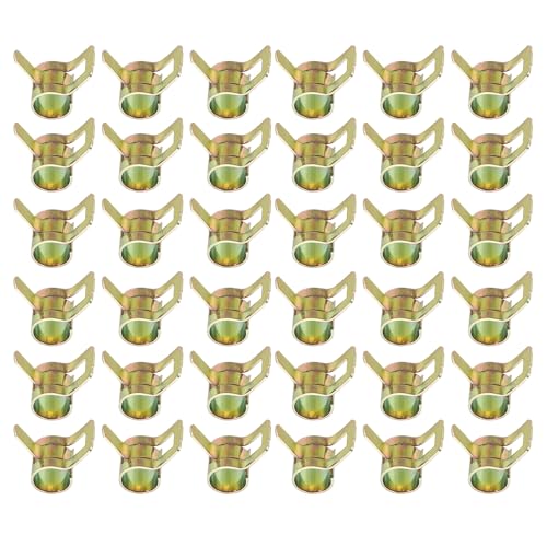 PATIKIL Spring Band Hose Pipe Clamps for 6-6.8 mm OD Hose, 50 Pack Silicone Vacuum Constant Tension Band Clips for Fuel Line Silicone Air Hose Tube Water Pipe, Gold - size: 6-6.8 mm