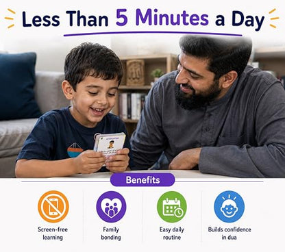 Islamic Dua Flashcards for Kids – 40+ Daily Duas Learning Cards in Arabic, Transliteration & English – Muslim Learning Cards | Islamic Educational Activity | Ramadan & Eid with Free Prayer Tracker