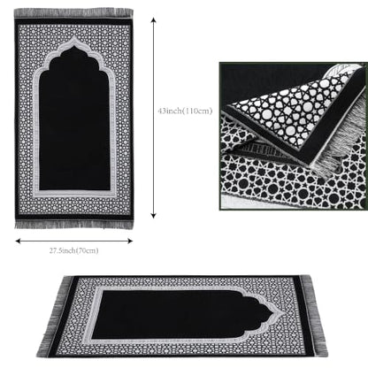Islamic Prayer Rug Elegant Masjid Pattern Thin Mat Muslim Portable Blanket Ramadan Eid Gift Rug Turkish Prayer Carpet - Black 1pc - color: 1pc Blackc