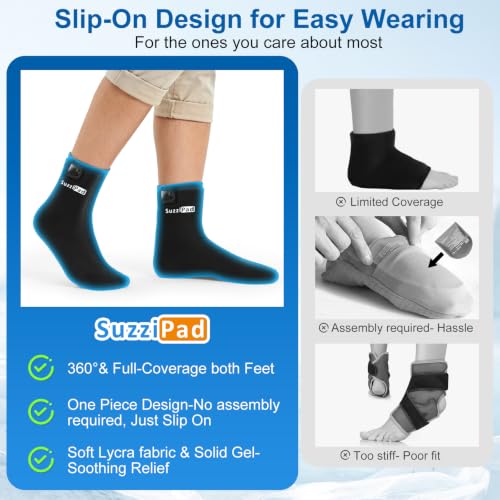 SuzziPad Cold Therapy Socks, Adjustable Ankle Ice Pack Wrap for Chemo, M | Burning Relief Reusable Foot Ice Pack Wrap for Plantar Fasciitis, Arthritis, Achilles Tendonitis, Swelling, Tired & Achy Feet - size: S