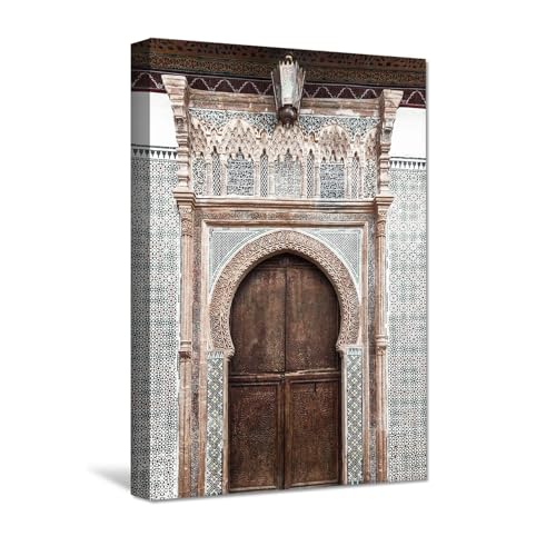 Neutral bohemian art prints Moroccan door photos Islamic architecture posters Arabic style wall decorations home and office decorative paintings - color: B1, size: 12x16in Framed