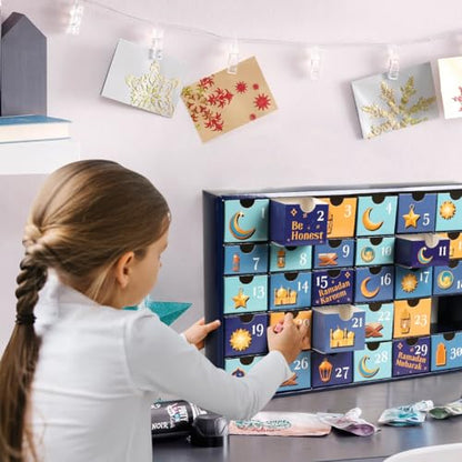 MOVINPE Ramdan Calendar with Drawers 2026 Ramadan Gifts for Kids, 30 Pre-Assembled Empty Boxes Eid Mubarak Coutdown Calendar Fillable Islamic Art Gift Box, Ramadan Party Supplies (Blue) - color: Blue