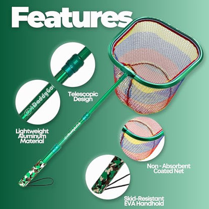 Kids Fishing Net - Extendable Telescopic Landing Net for Boy Girl Children Catching Small Fish Crab Shrimp Minnow Dragonfly Beach Pier Lake River Ocean - color: Style 3 (Green)