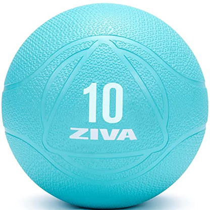 ZIVA Medicine Ball – Durable Rubber Weighted Ball with Easy-Grip Textured Shell for Core, Balance and Strength Training – Commercial Quality (Turquoise, 4–12 lb)