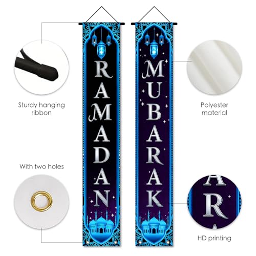 Nuxovilar Ramadan Porch Sign Entrance Banner Set 12x71in Polyester - color: hd13424