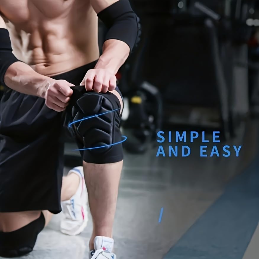 4pcs Universal Men's and Women's Knee and Elbow Equipment Set - Adjustable Cushioning Pads, Made of Moisture-Wicking Fabric - size: X-Large
