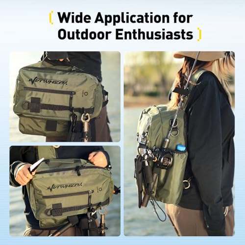Small Fishing Bag with Rod Strap, Portable & Lightweight, Fish Small Tackle bag – Fits Tackle Boxes & Gear,Move Freely, Cast Smoothly - Fishing Gifts for Men - color: Forest Green