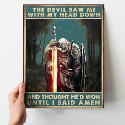 Christian Knight Wall Art 11x14 - Religious Warrior Prayer Print - Inspirational Faith Quote Poster - Men's Office Man Cave Decor - Unframed - size: 11"L x 14"W