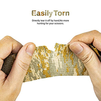 FRESINIDER 9 Rolls Self Adhesive Wrap Athletic Tape Gauze, Breathable Elastic Cohesive Bandage for Sports Injury & Pet (7 Pcs 2" x 5 Yards + 2 Pcs 1" X 5 Yards) (Digital Desert Camo) - color: Digital Desert Camo