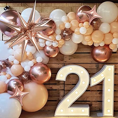 Rose Gold Star Foil 6pk Starburst & Spike Balloons for Weddings & Parties - style: Rose Gold Star Explosion Balloons