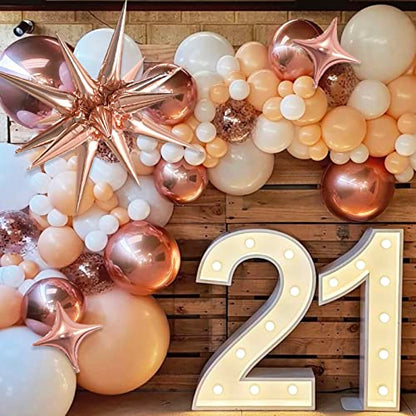 Rose Gold Star Foil 6pk Starburst & Spike Balloons for Weddings & Parties - style: Rose Gold Star Explosion Balloons