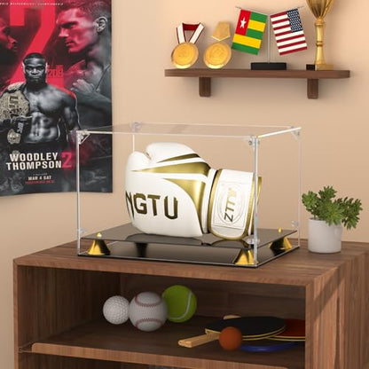 KOLIPI Boxing Glove Display Case, Clear Acrylic Display Case with Double Layer Base for Full Size Boxing Glove, Self-Assembly Showcase Protector for Signed Memorabilia - size: Boxing Glove Case, 13x9x9 inches