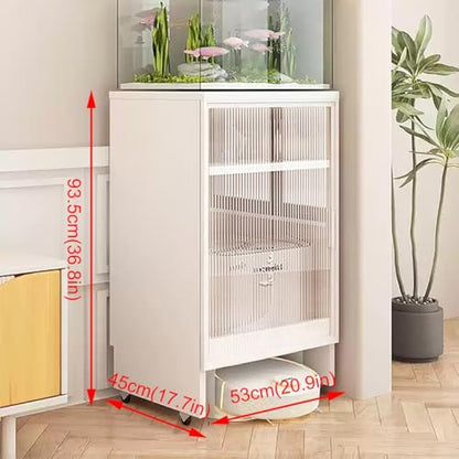 Robot Vacuum Cleaner Storage Rack,Multi-Functional Robot Vacuum Stand Cabinet, White Mobile Storage for Living Room & Home Office, Silent Roller Fish Tank Stand, Stylish Organizer for Smart